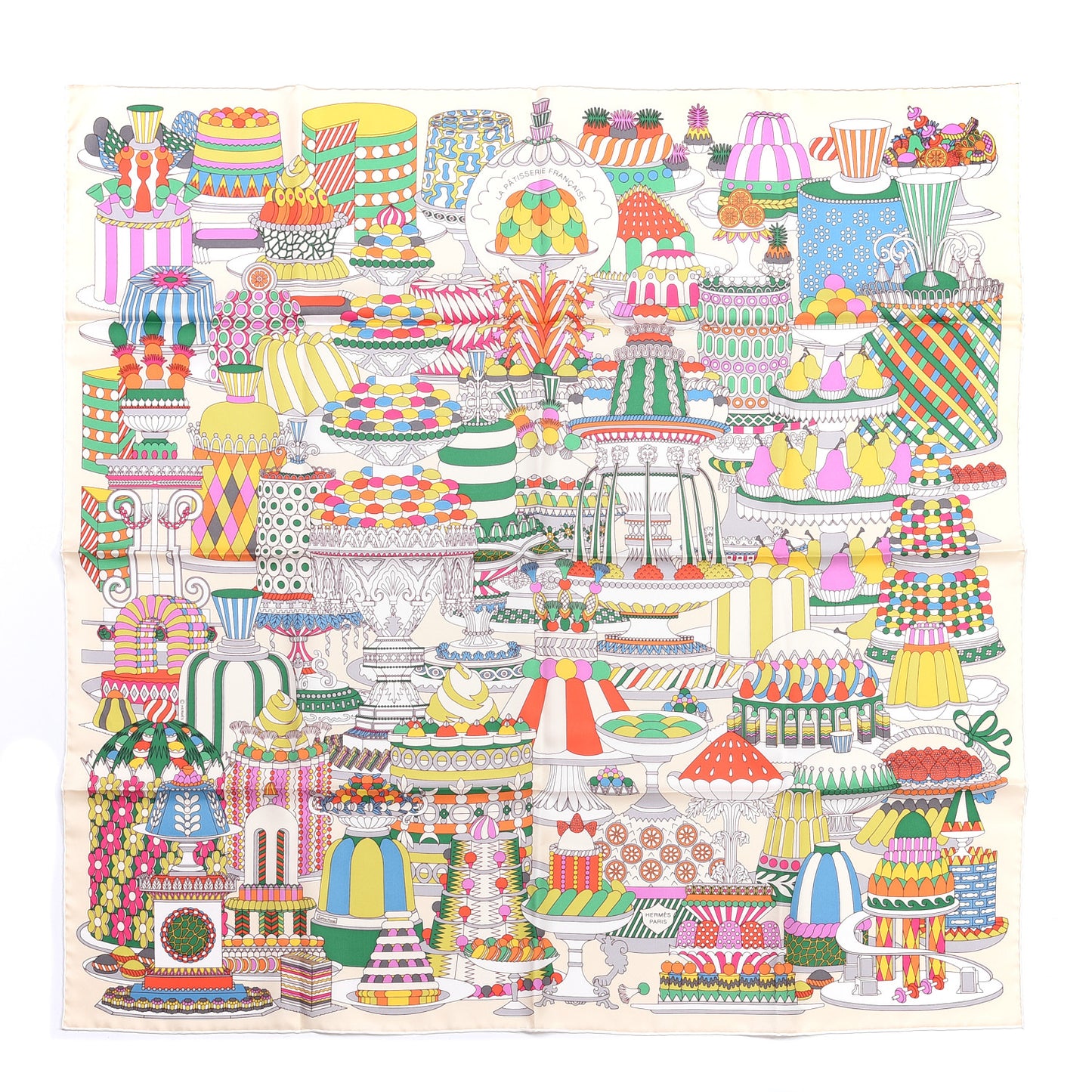 Silk La Patisserie Francaise Scarf 90 Vanille Vert Multicolore