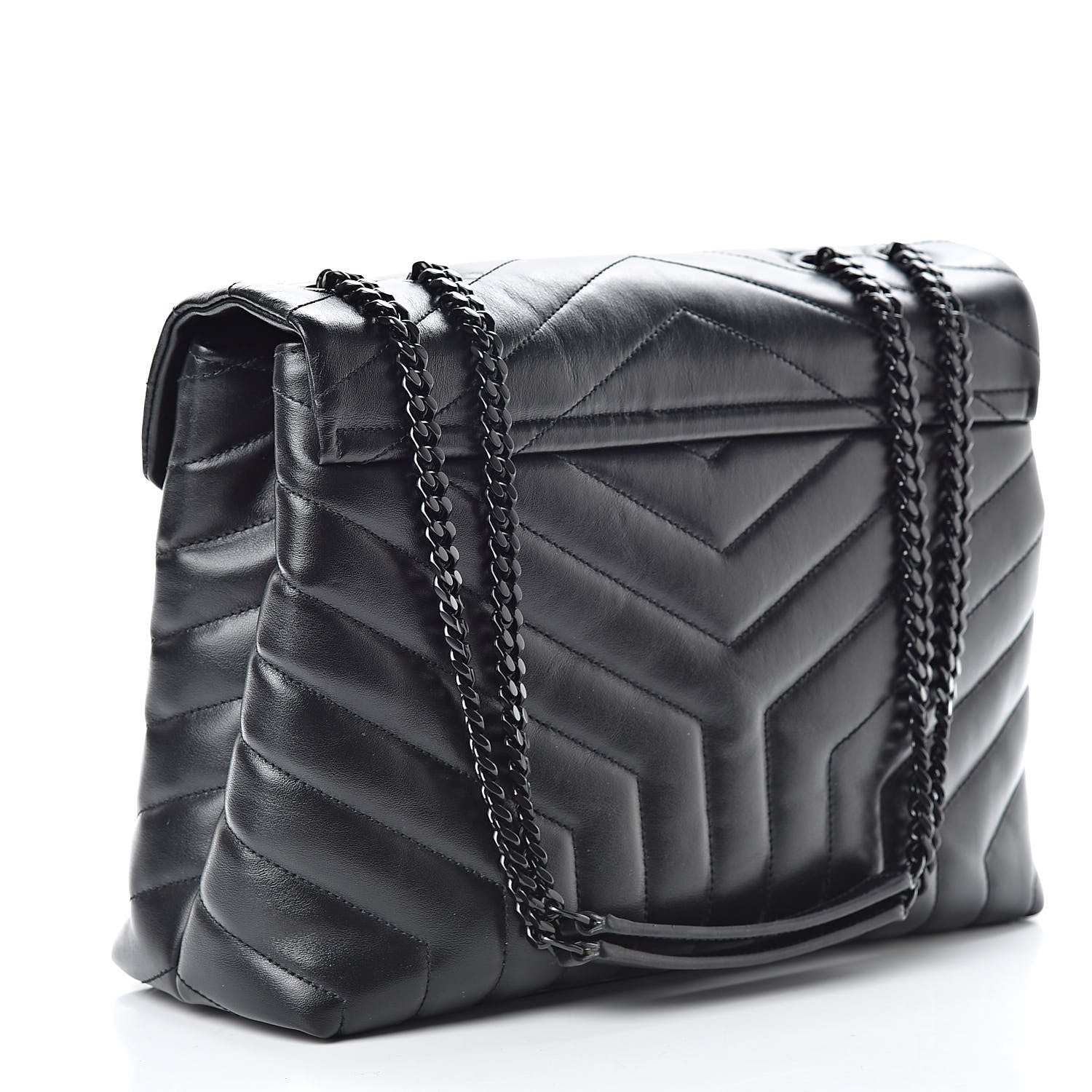 Saint Laurent Calfskin Y Quilted Monogram Medium Loulou Chain Satchel Black 3 of 11