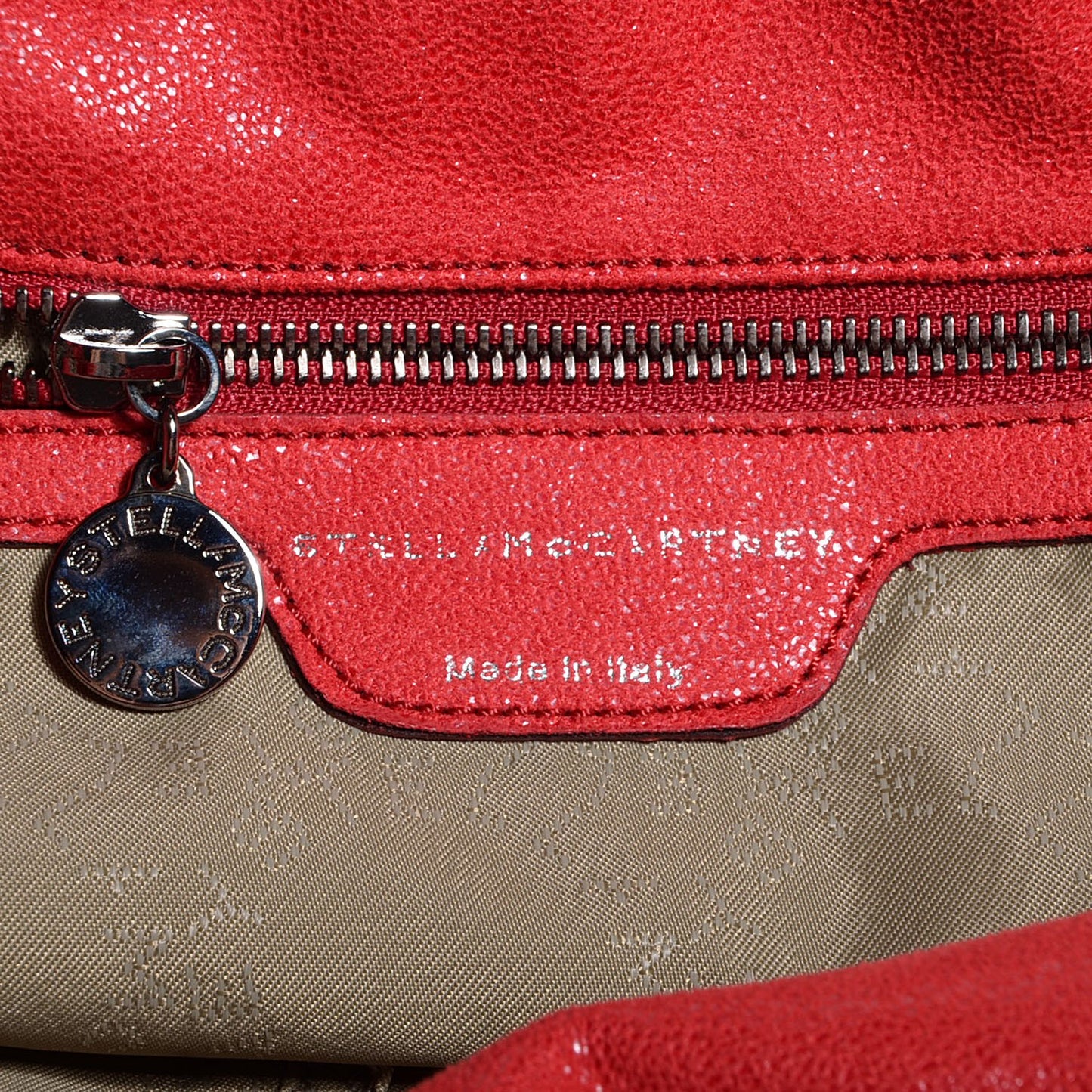 Faux Leather Shaggy Deer Falabella Small Tote Cherry