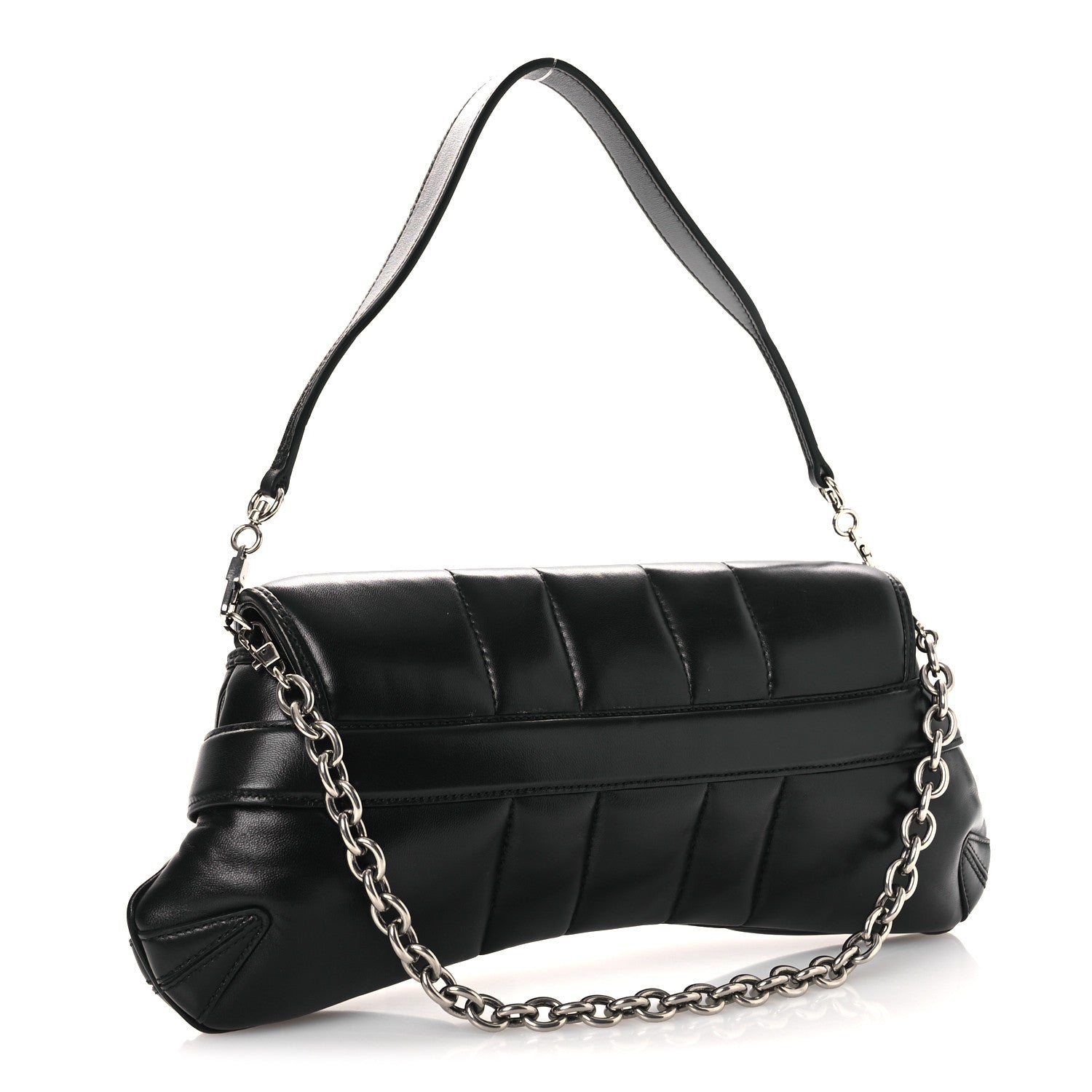 Gucci Nappa Vertical Matelasse Medium Maxi Horsebit Chain Shoulder Bag Black 3 of 9