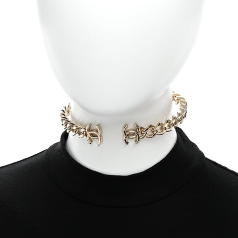 Metal CC Chain Link Choker Necklace M Gold