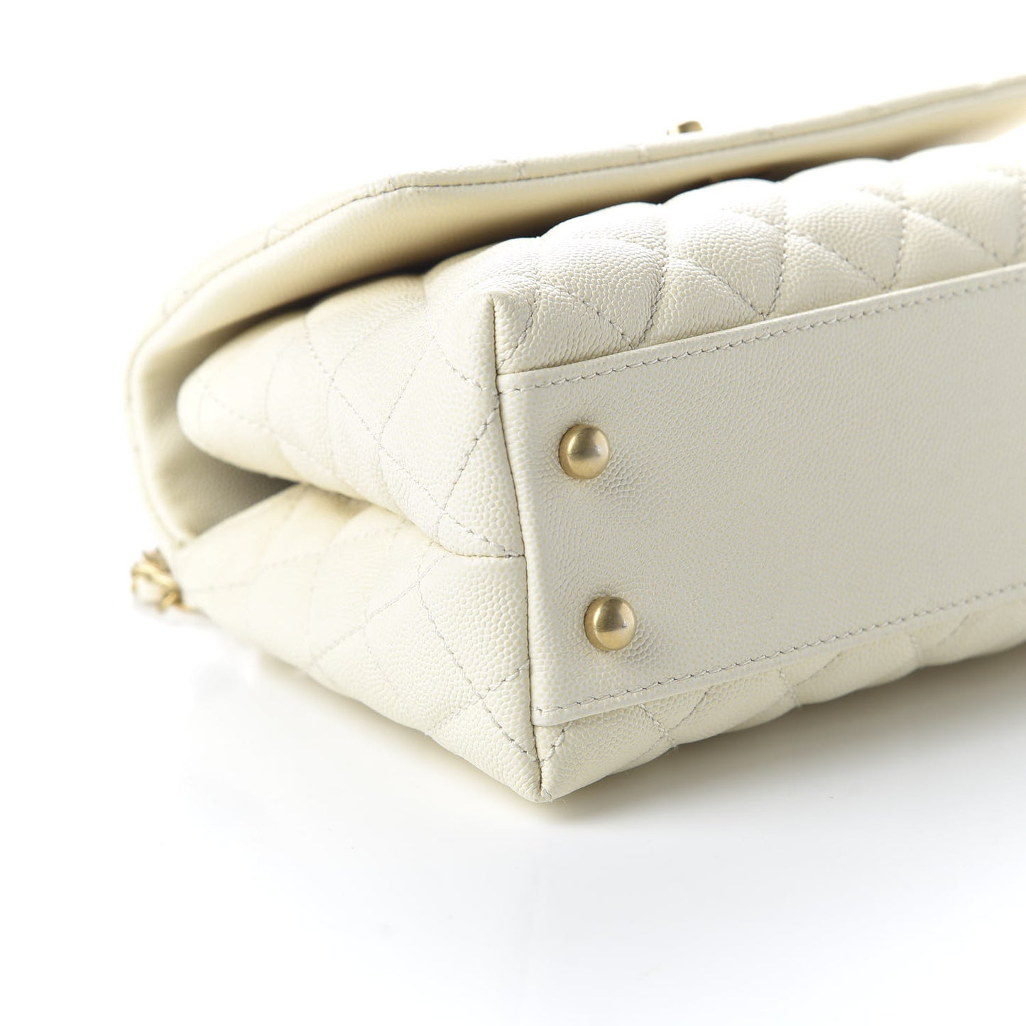 Caviar Lizard Quilted Mini Coco Handle Flap White
