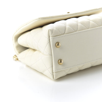 Chanel Caviar Lizard Quilted Mini Coco Handle Flap White 6 of 10