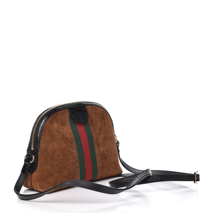 Gucci Suede Patent Web Small Ophidia Dome Shoulder Bag Nocciola Black 3 of 10