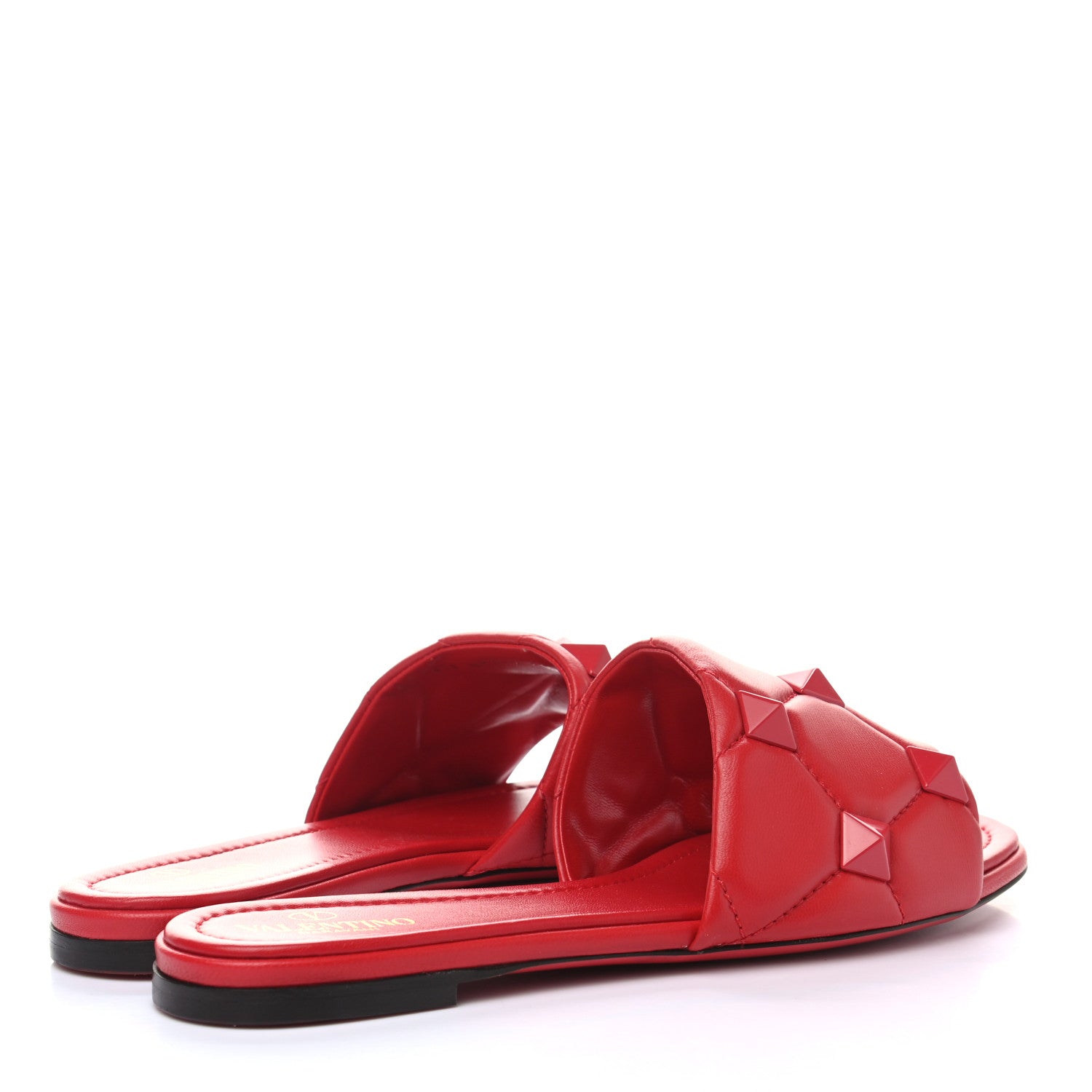 Valentino Garavani Nappa Monochrome Roman Stud Flat Slide Sandals 39.5 Rouge Pur 4 of 8