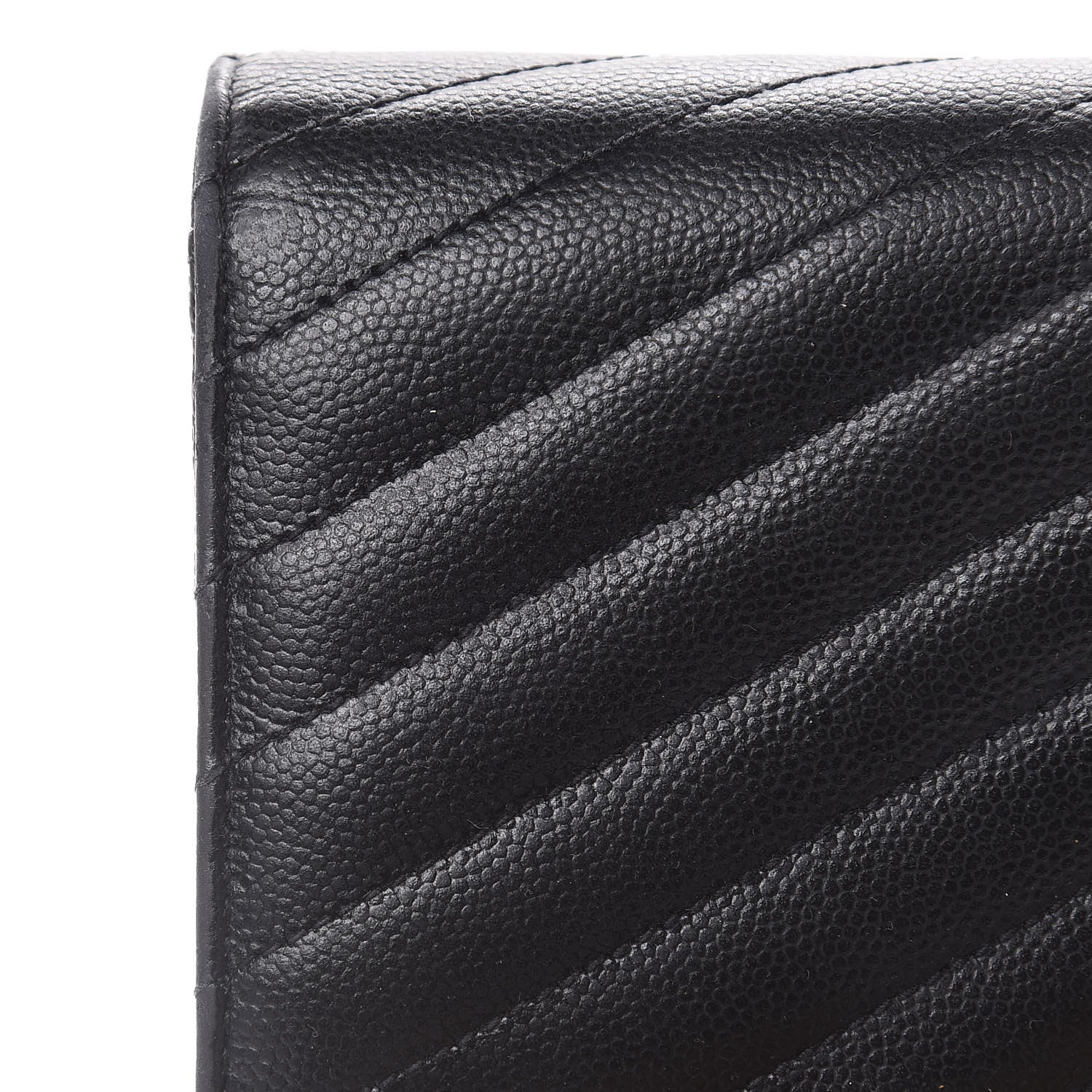 Saint Laurent Grain De Poudre Matelasse Chevron Monogram Flap Wallet Black 11 of 13