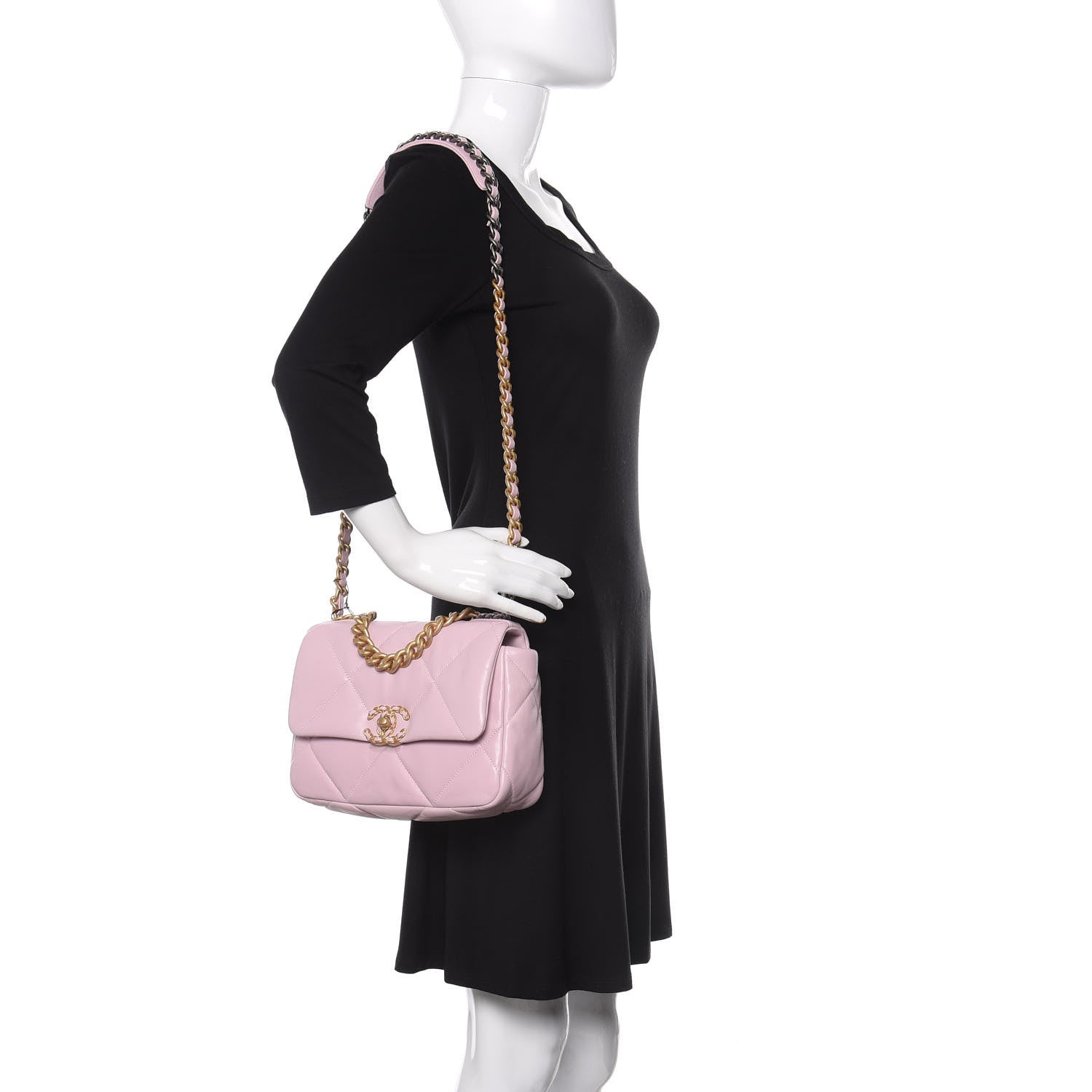 Chanel Lambskin Quilted Medium 19 Flap Light Pink 2 of 11