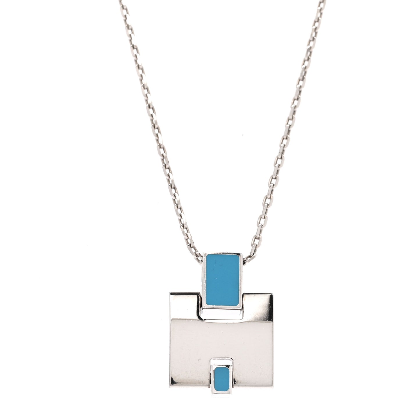 Palladium Lacquered Eileen Pendant Necklace Bleu Zanzibar