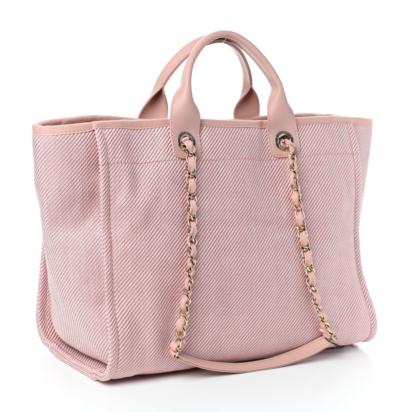 Mixed Fibers Calfskin Medium Deauville Tote Pink
