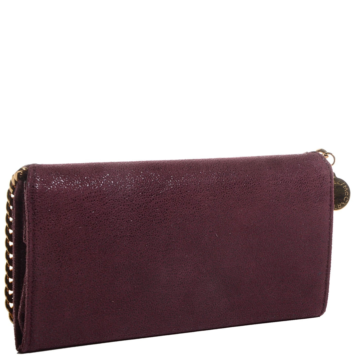 Stella McCartney Faux Leather Shaggy Deer Falabella Flap Wallet Plum 4 of 10