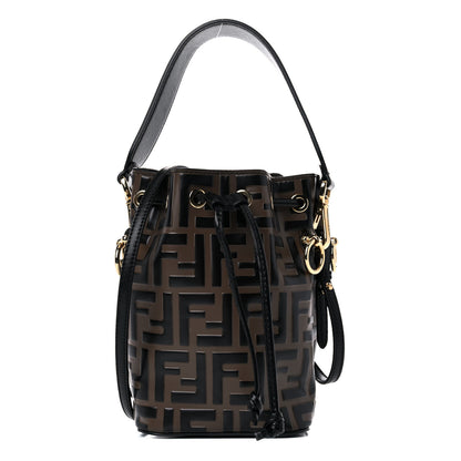 Fendi Vitello Liberty F is Fendi Bi-Color FF 1974 Embossed Mini Mon Tresor Bucket Bag Maya Black 1 of 12