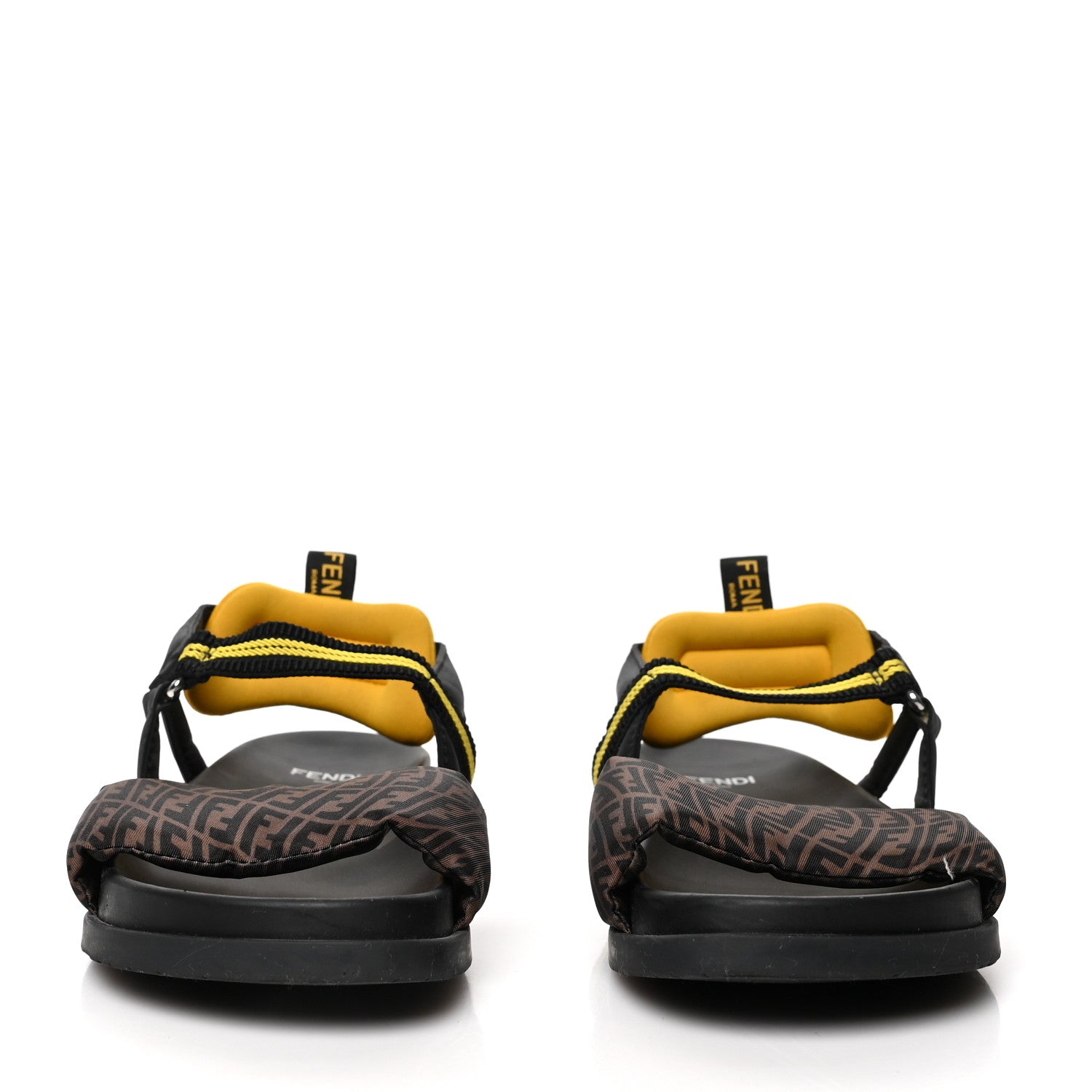 Fendi Satin FF Ruched Sandals 35 Tobacco Black 2 of 8