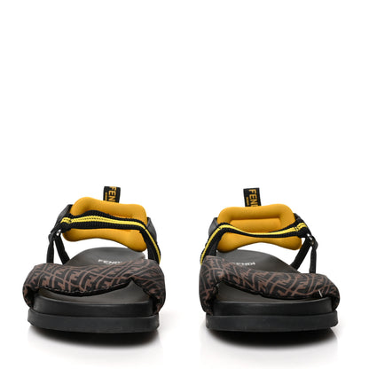 Fendi Satin FF Ruched Sandals 35 Tobacco Black 2 of 8