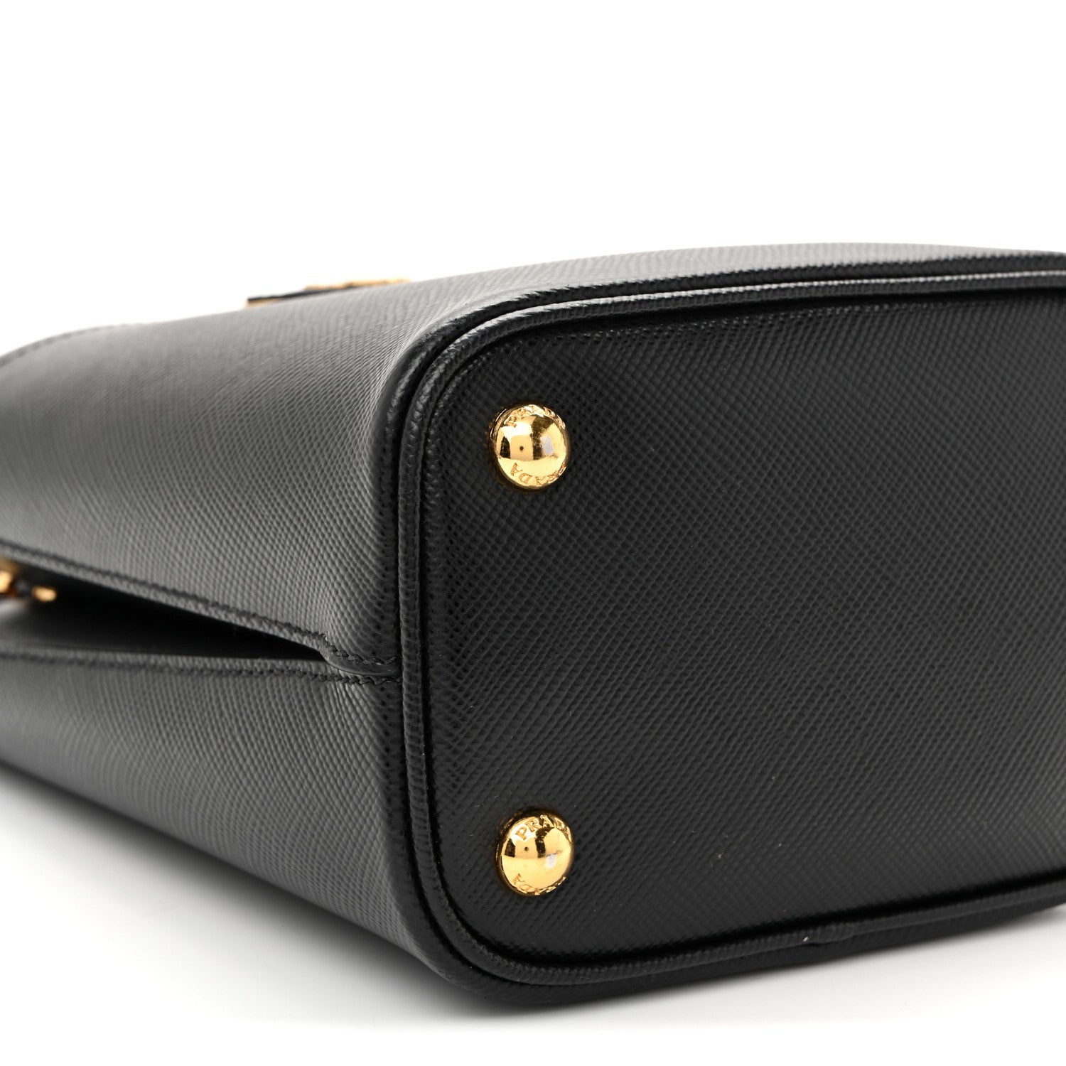 Prada Saffiano Cuir Small Panier Bucket Bag Black Fuoco 8 of 10