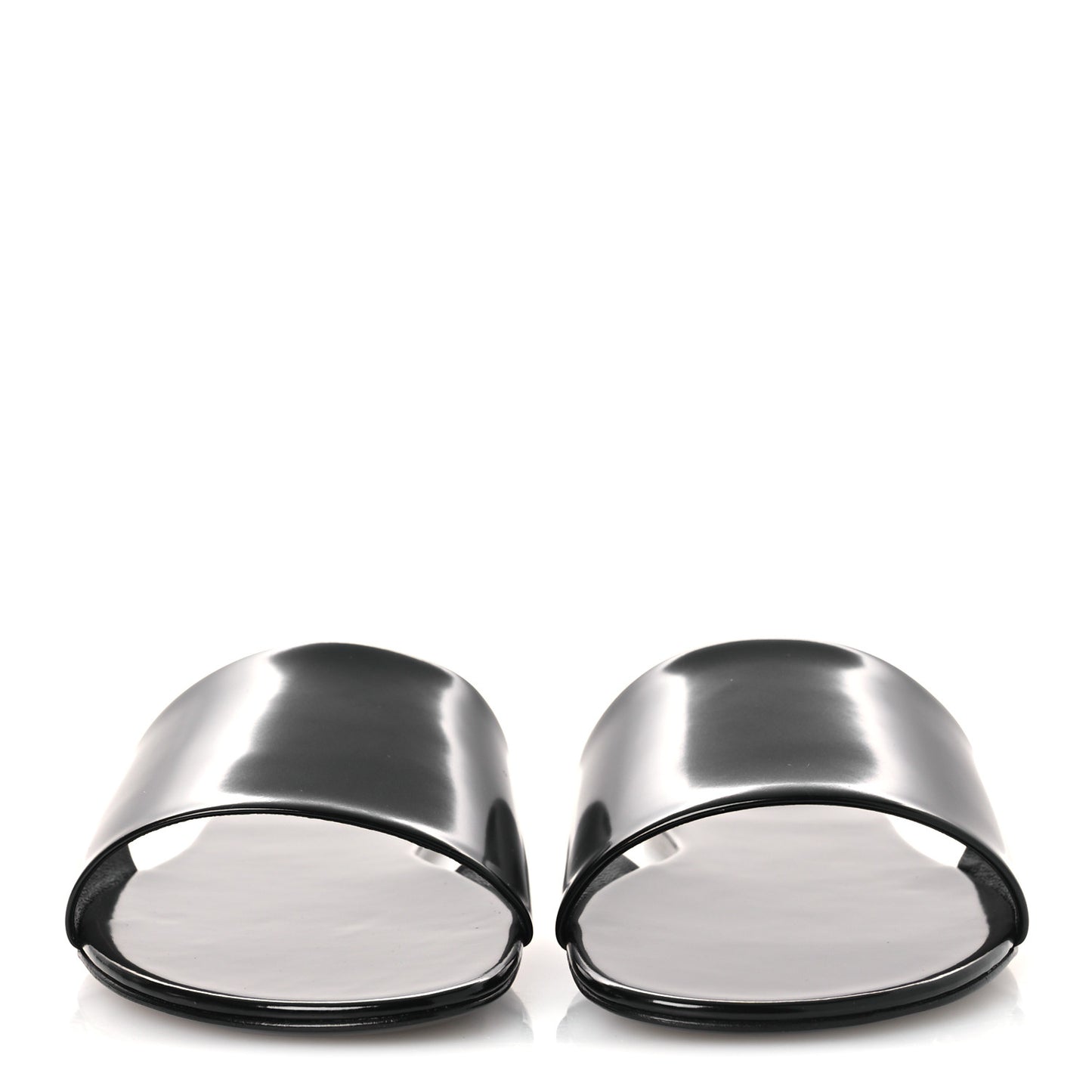 Patent Calfskin Carlyle Slide Sandals 38.5 Black