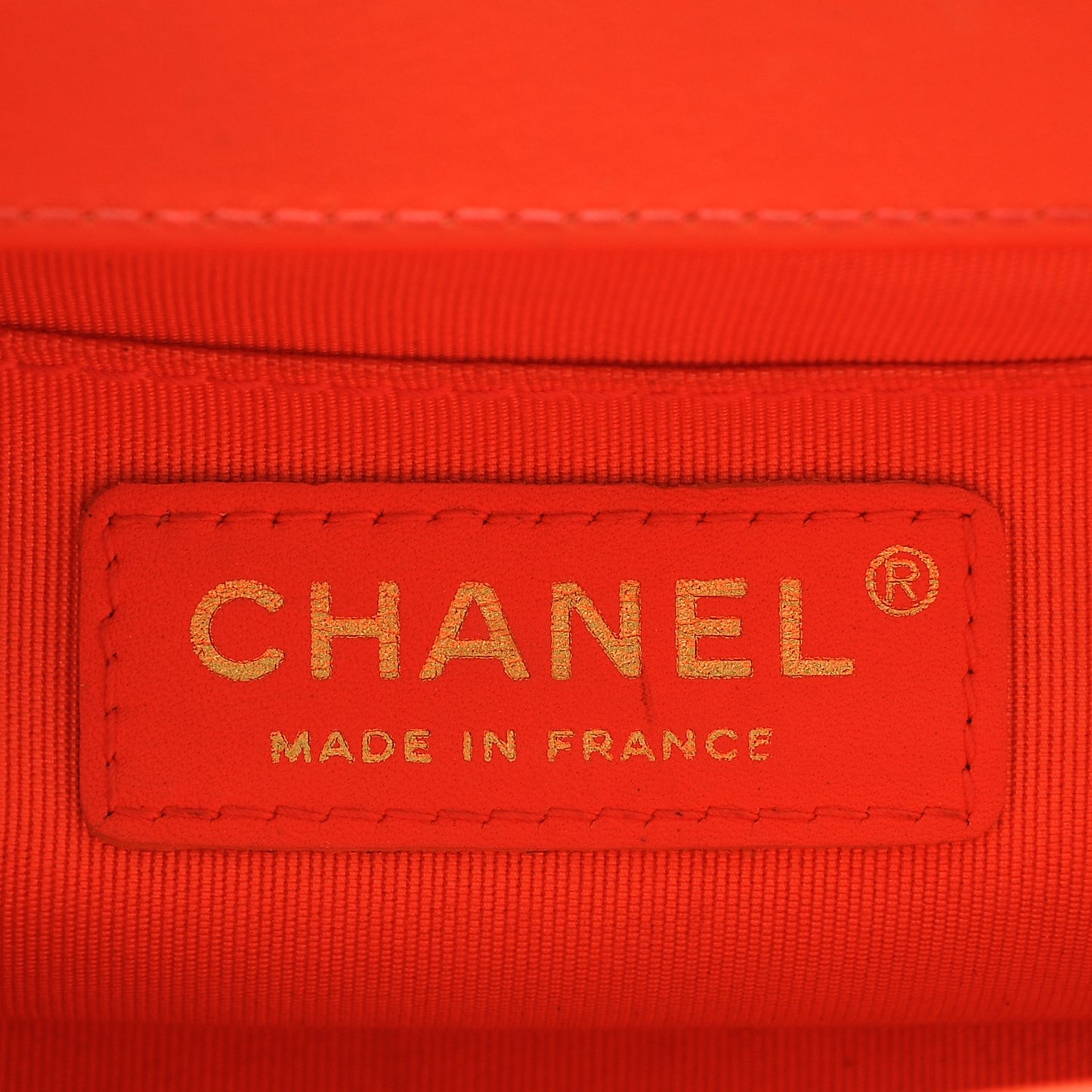 Patent Calfskin Quilted Small Boy Flap Orange