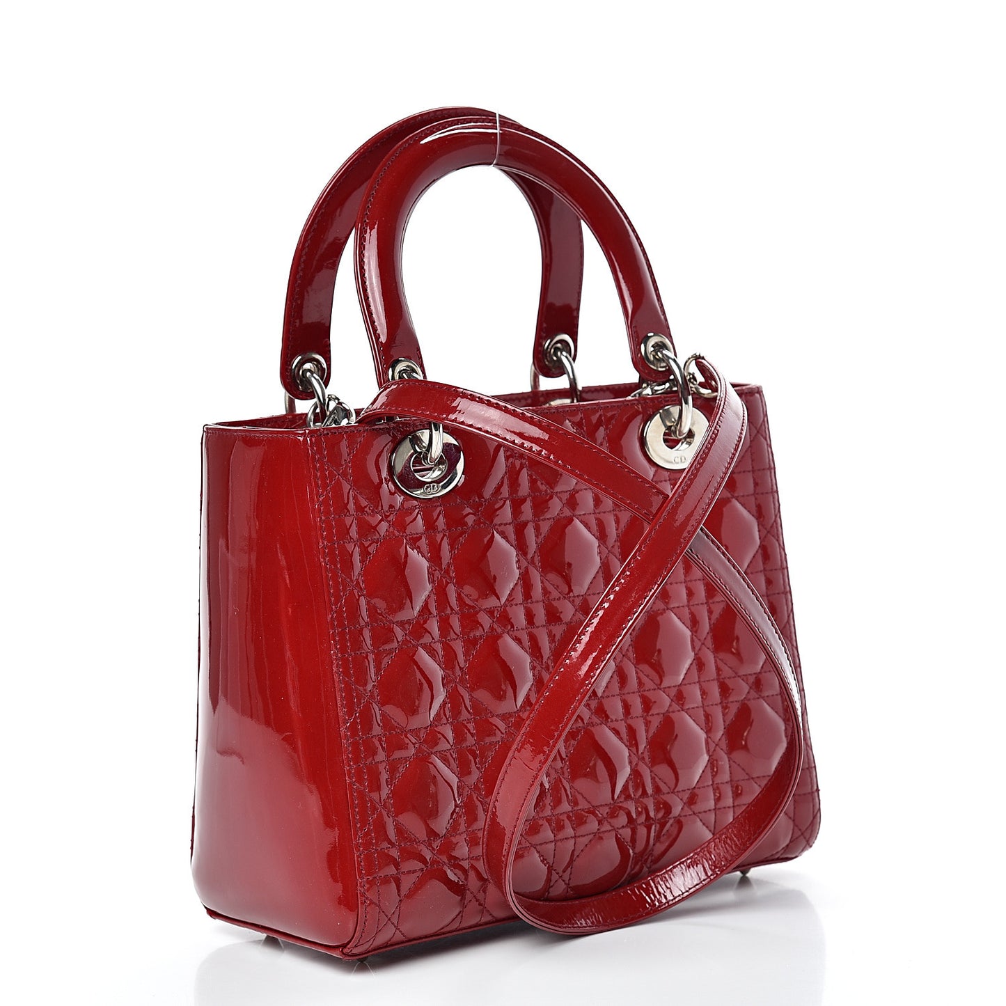 Patent Cannage Medium Lady Dior Red