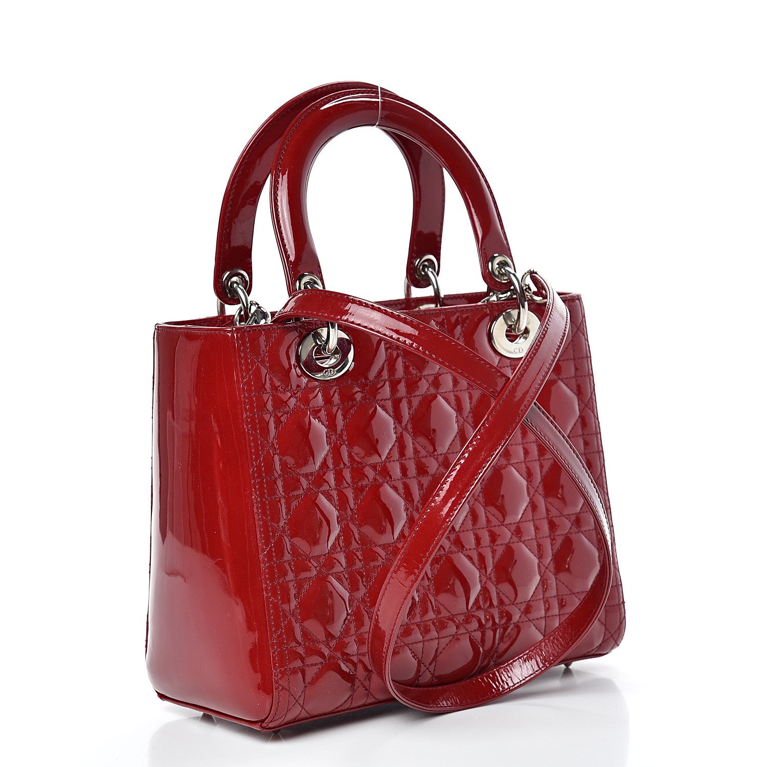 Christian Dior Patent Cannage Medium Lady Dior Red 2 of 11