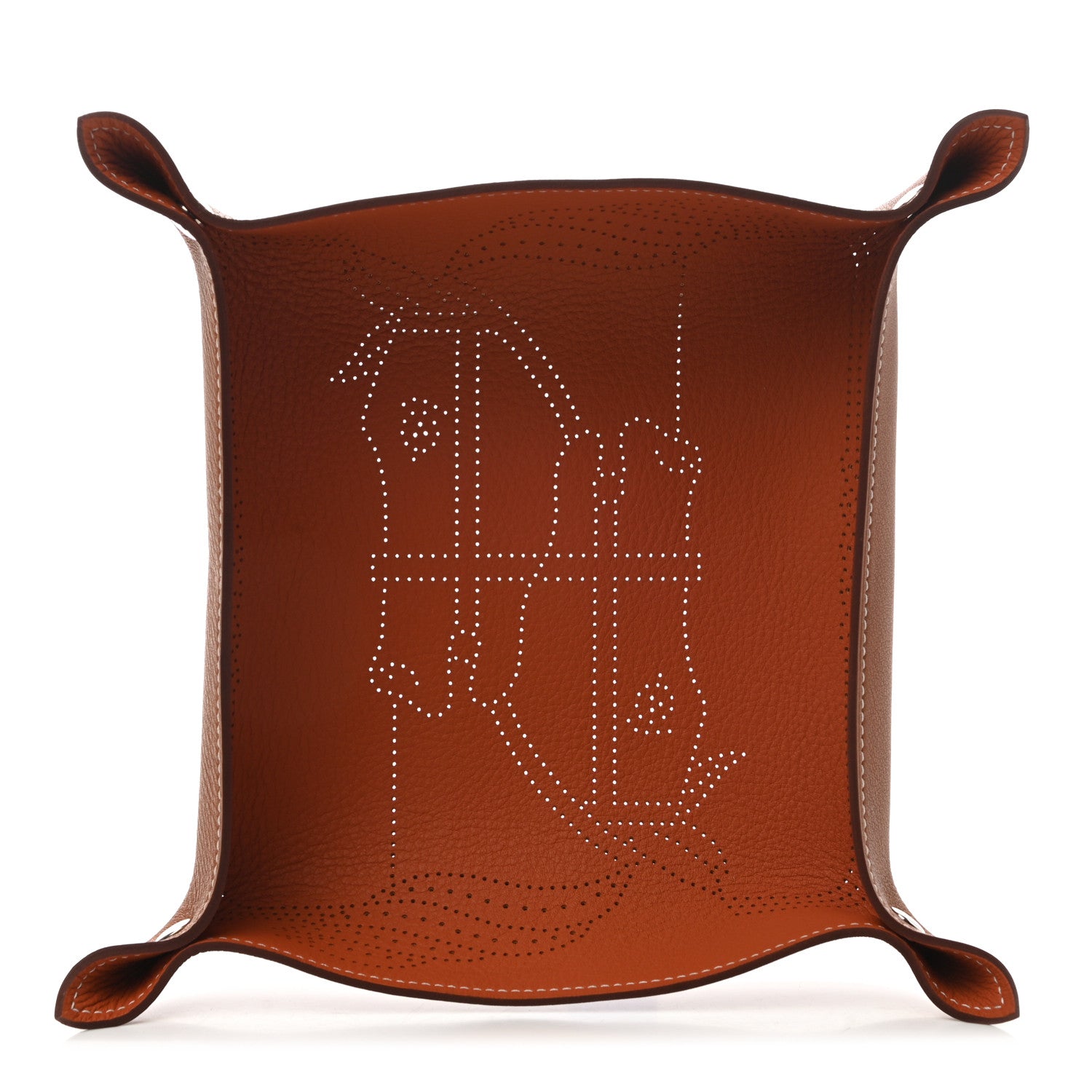 Hermes Taurillon Clemence Mises Et Relances Quadrige Change Tray Gold Potiron 1 of 4