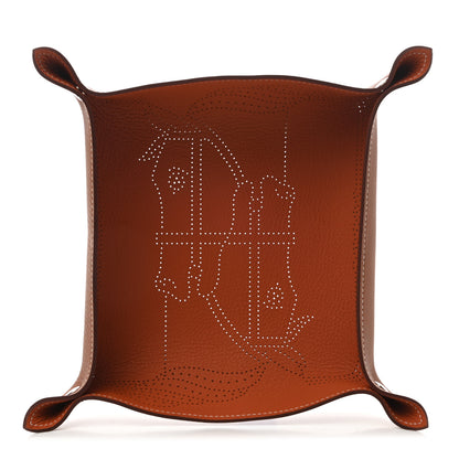 Hermes Taurillon Clemence Mises Et Relances Quadrige Change Tray Gold Potiron 1 of 4