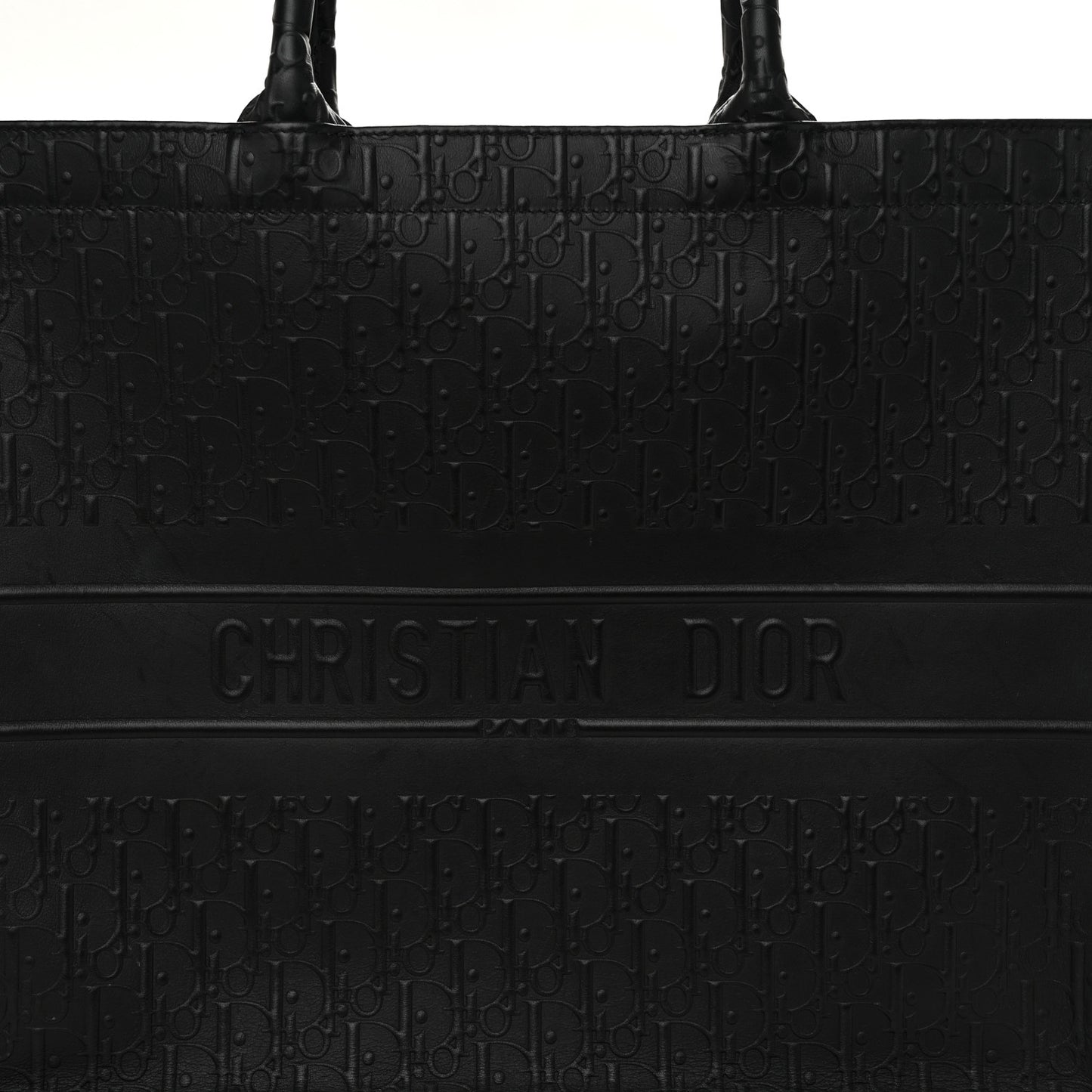 Oblique Calfskin Embossed Large Book Tote Black