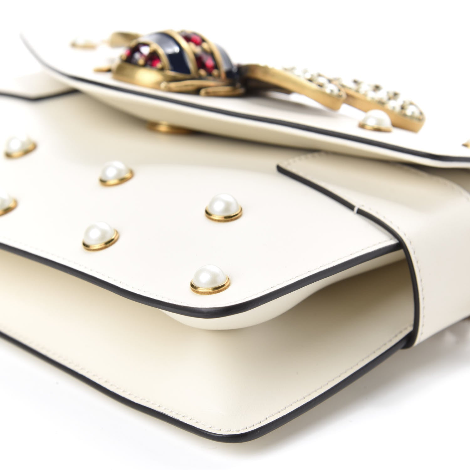 Gucci Nappa Pearl Studded Mini Queen Margaret Broadway Shoulder Bag Mystic White 7 of 11