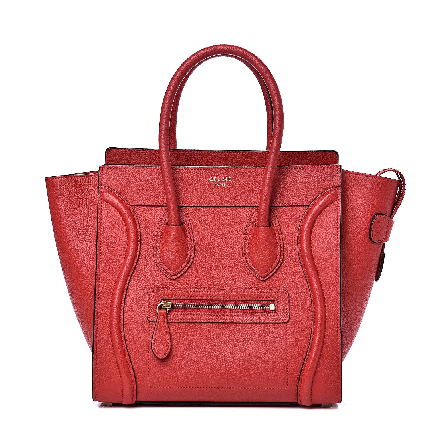 Celine Drummed Calfskin Micro Luggage Red 1 of 11