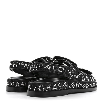 Chanel Denim Strass Velcro Dad Sandals 39 Black 5 of 9