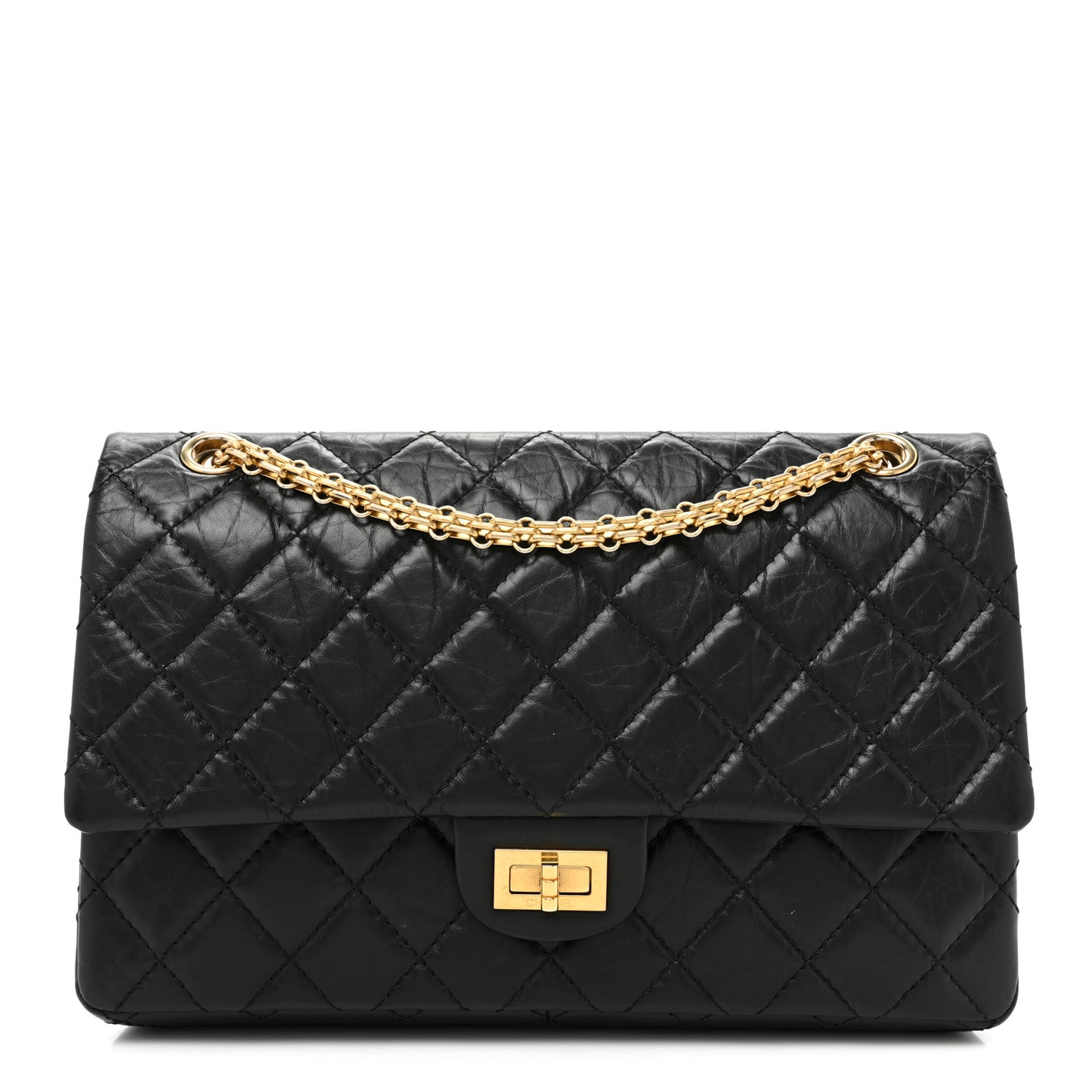Aged Calfskin Quilted 2.55 Reissue 226 Flap Black