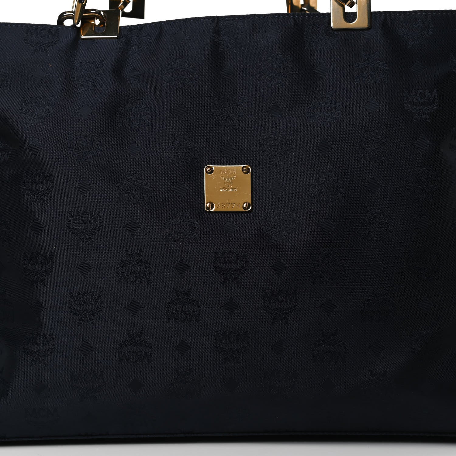 MCM Nylon Monogram Tote Blue 7 of 11