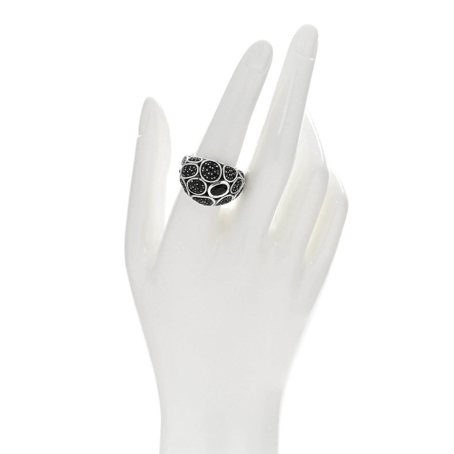 John Hardy Sterling Silver Black Spinel Chalcedony Small Kali Lava Dome Ring 57 8 2 of 4