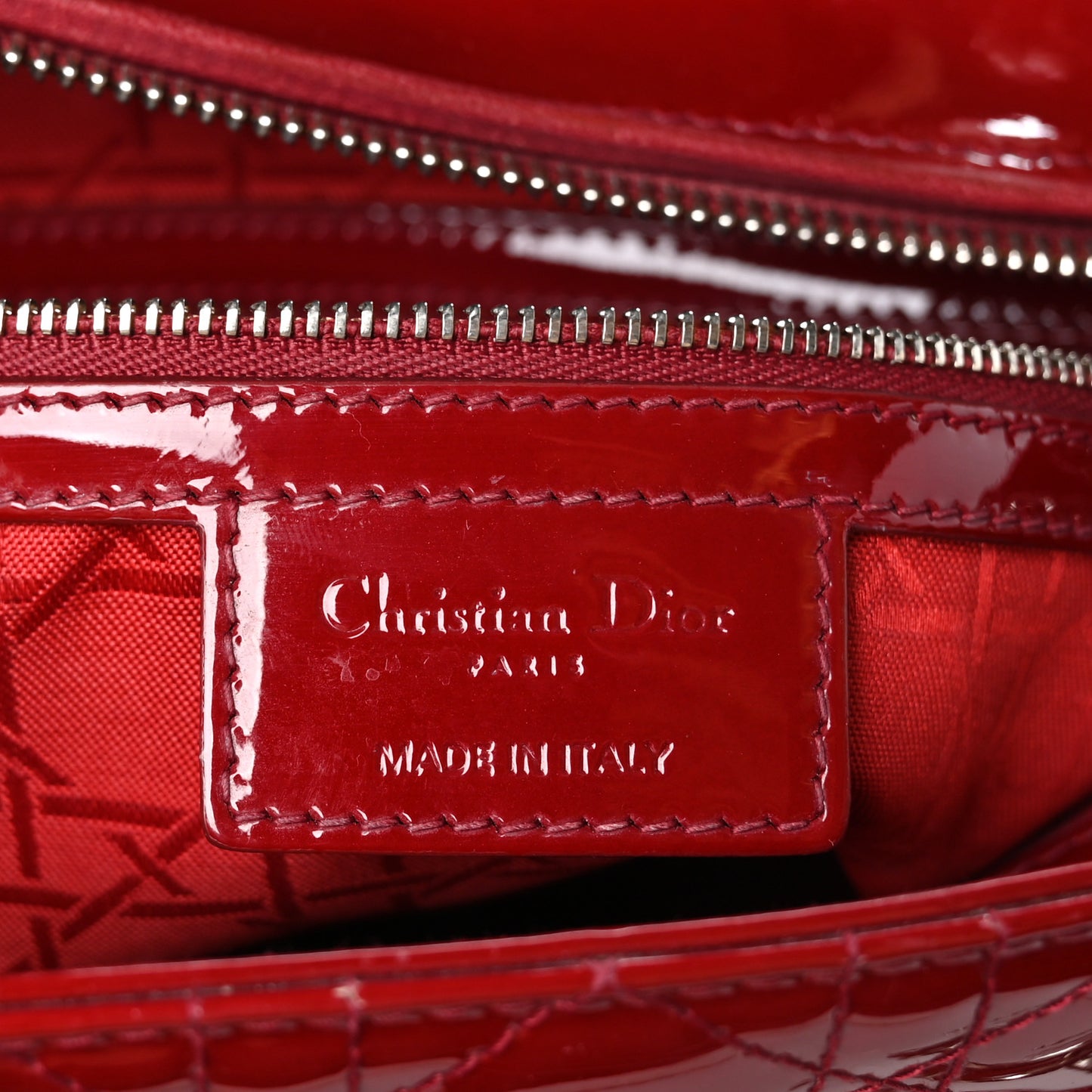 Patent Cannage Large Lady Dior Red