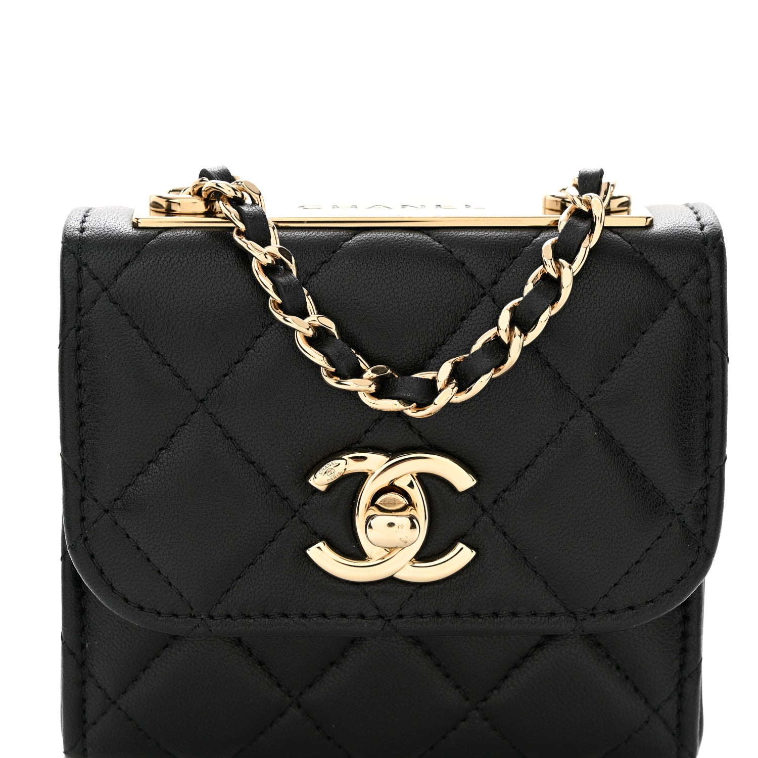 Chanel Lambskin Quilted Mini Trendy CC Chain Wallet Black 8 of 12