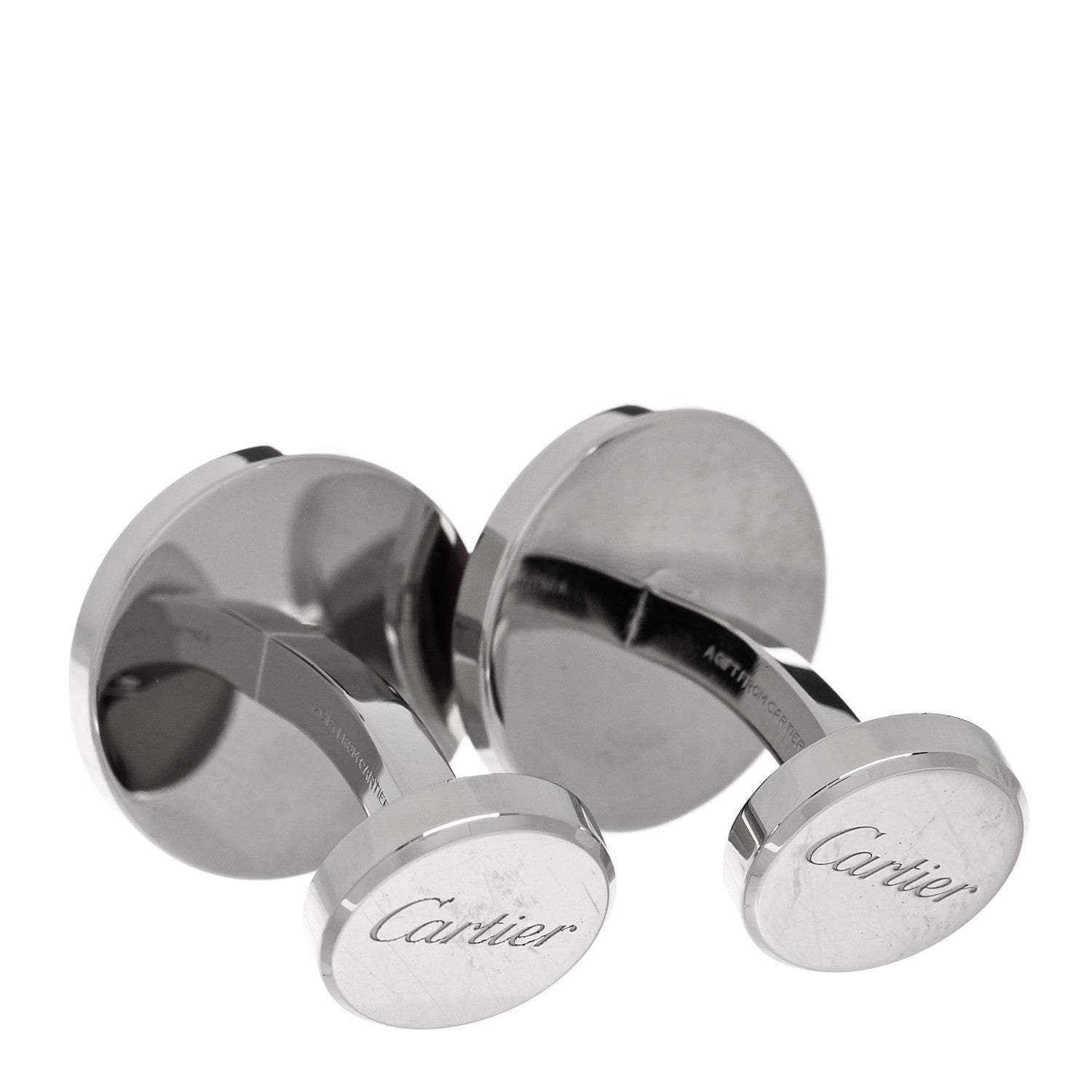 Cartier Sterling Silver Lacquer Double C Logo Cufflinks Red