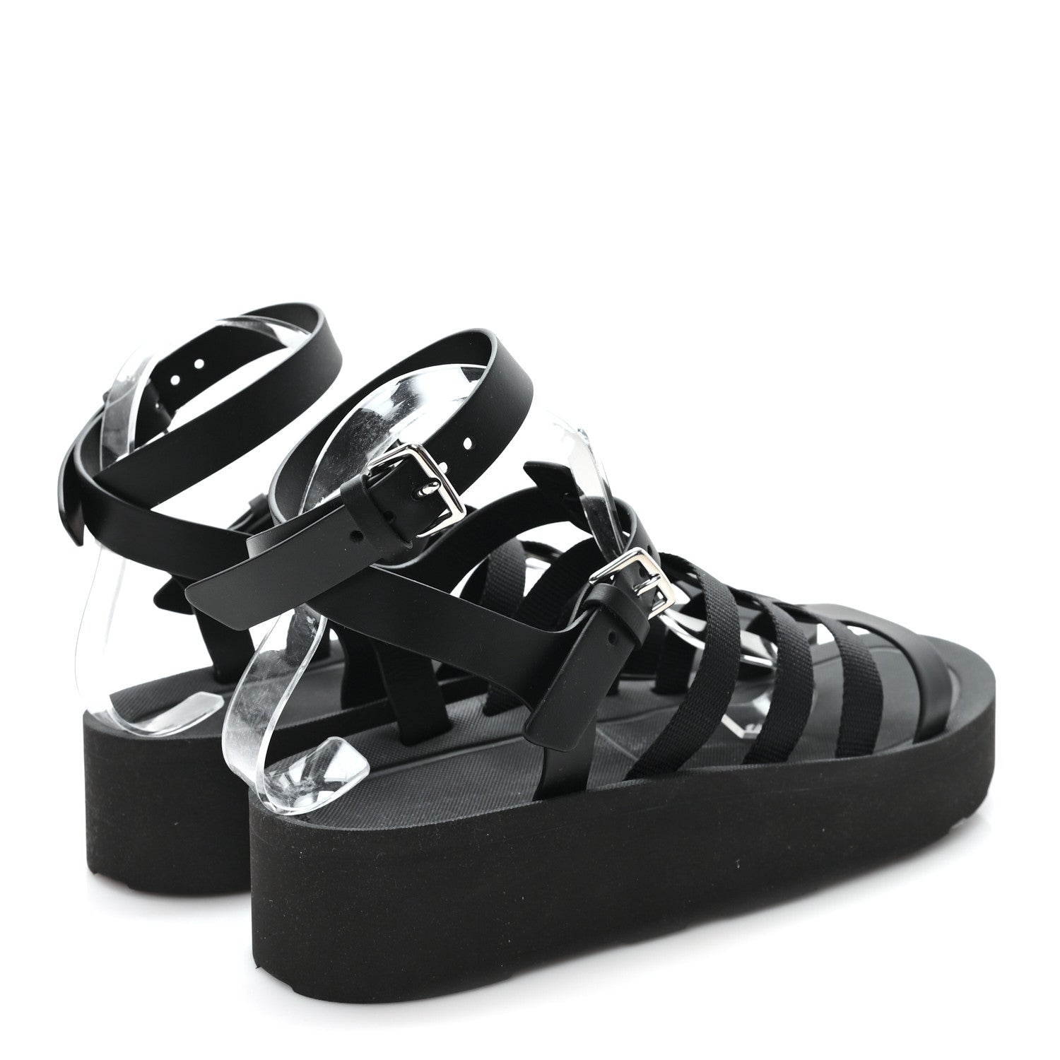Hermes Calfskin Nylon Jupiter Sandals 40 Black 5 of 9