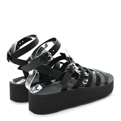 Hermes Calfskin Nylon Jupiter Sandals 40 Black 5 of 9