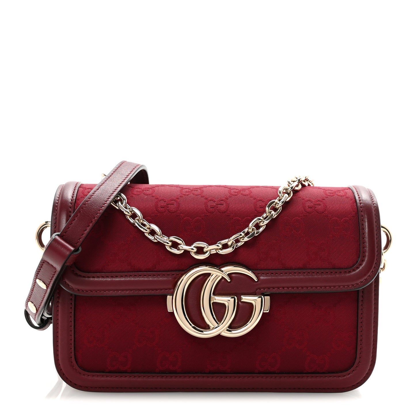 Crepe Wool Silk GG Monogram Go Small Shoulder Bag Rosso Ancora