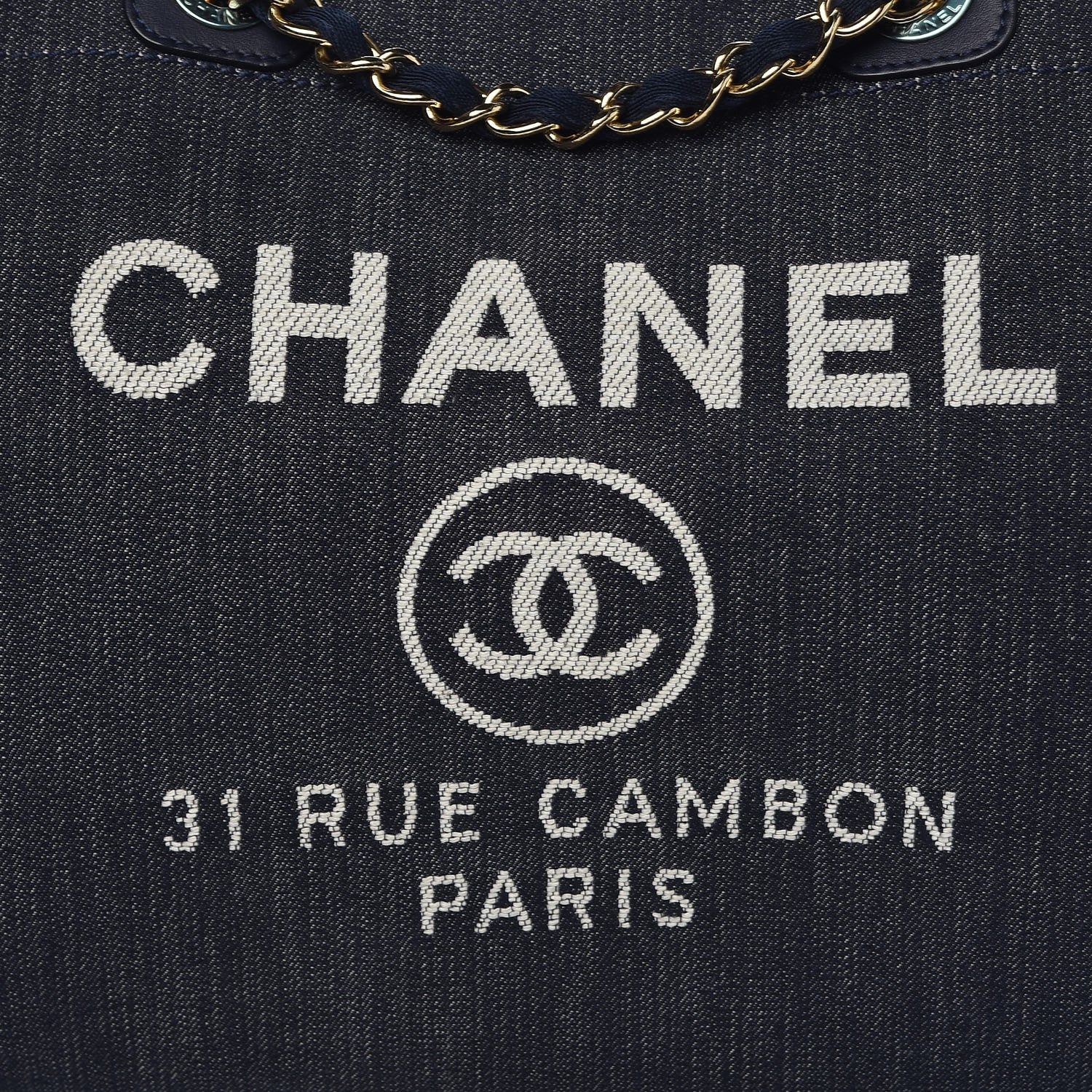 Chanel Denim Large Deauville Tote Dark Blue 9 of 10