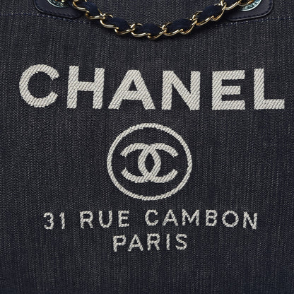 Chanel Denim Large Deauville Tote Dark Blue 9 of 10