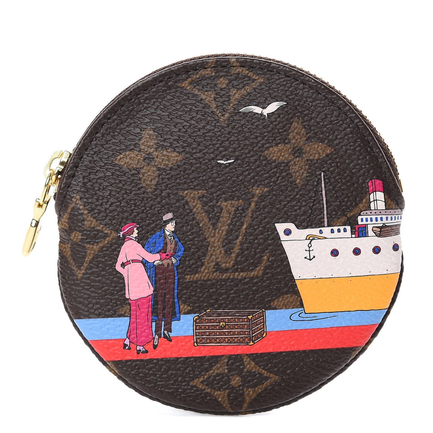 Monogram 2016 Christmas Animation Round Coin Purse Rouge