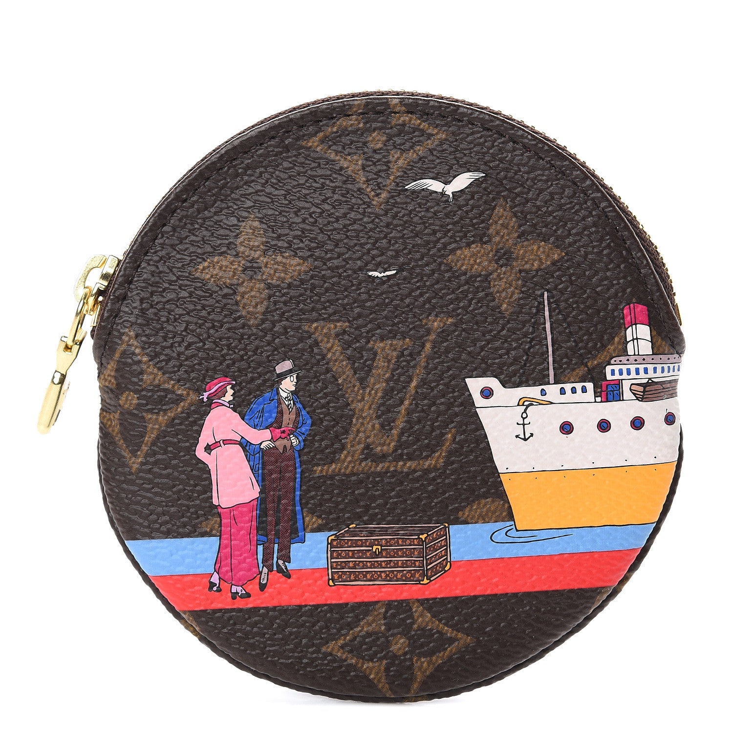 Louis Vuitton Monogram 2016 Christmas Animation Round Coin Purse Rouge 1 of 5