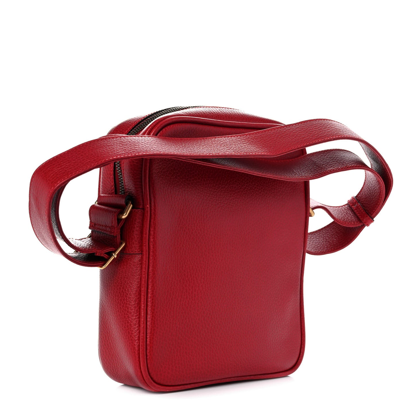 Grained Calfskin Logo Messenger Bag Hibiscus Red