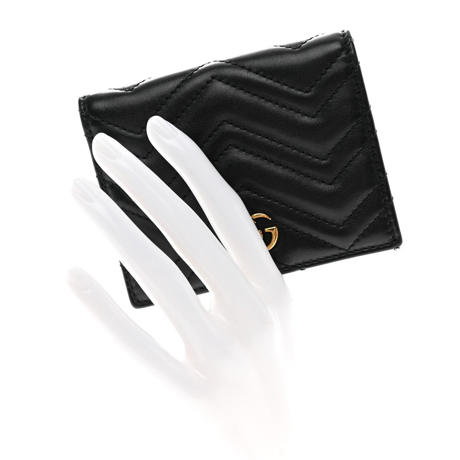Gucci Calfskin Matelasse GG Marmont Card Case Wallet Black 2 of 8