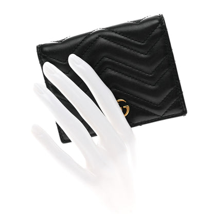 Gucci Calfskin Matelasse GG Marmont Card Case Wallet Black 2 of 8