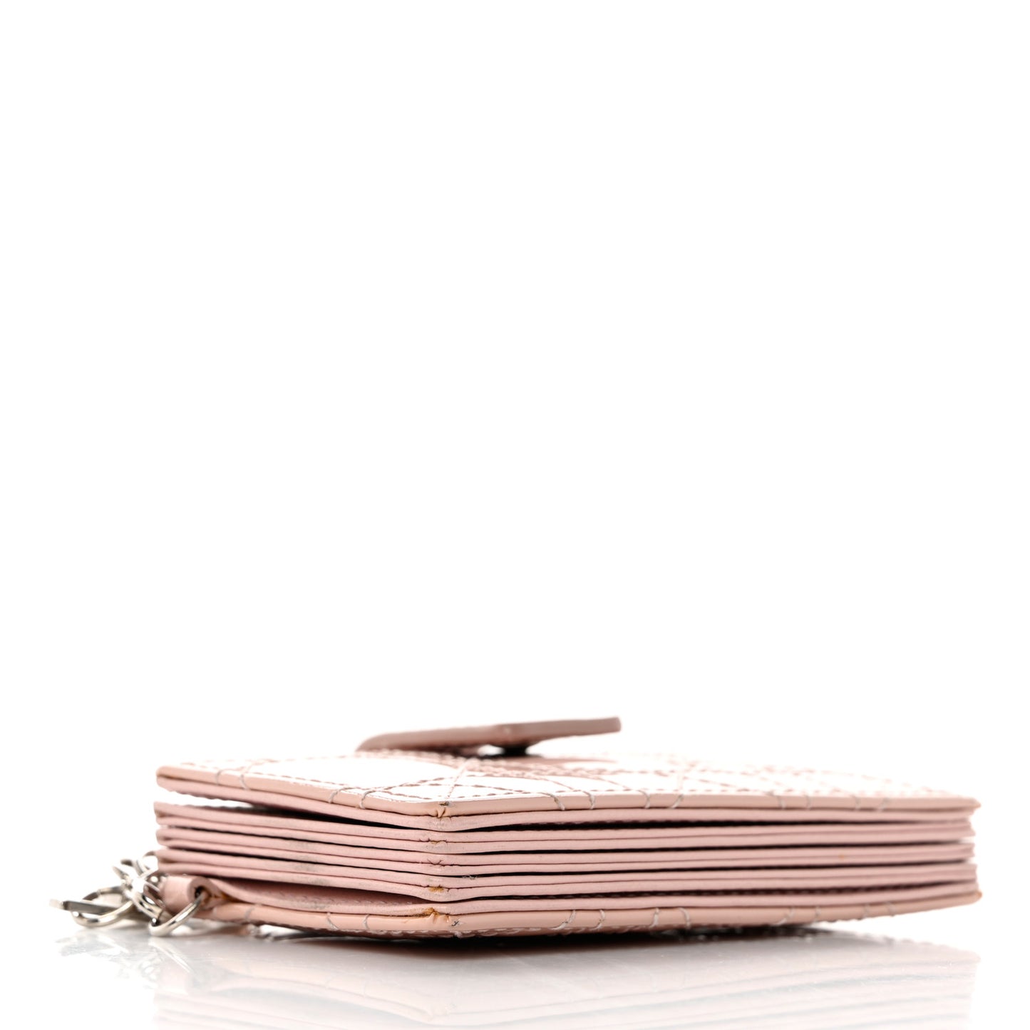 Patent Cannage Lady Dior 5-Gusset Card Holder Rose Clair