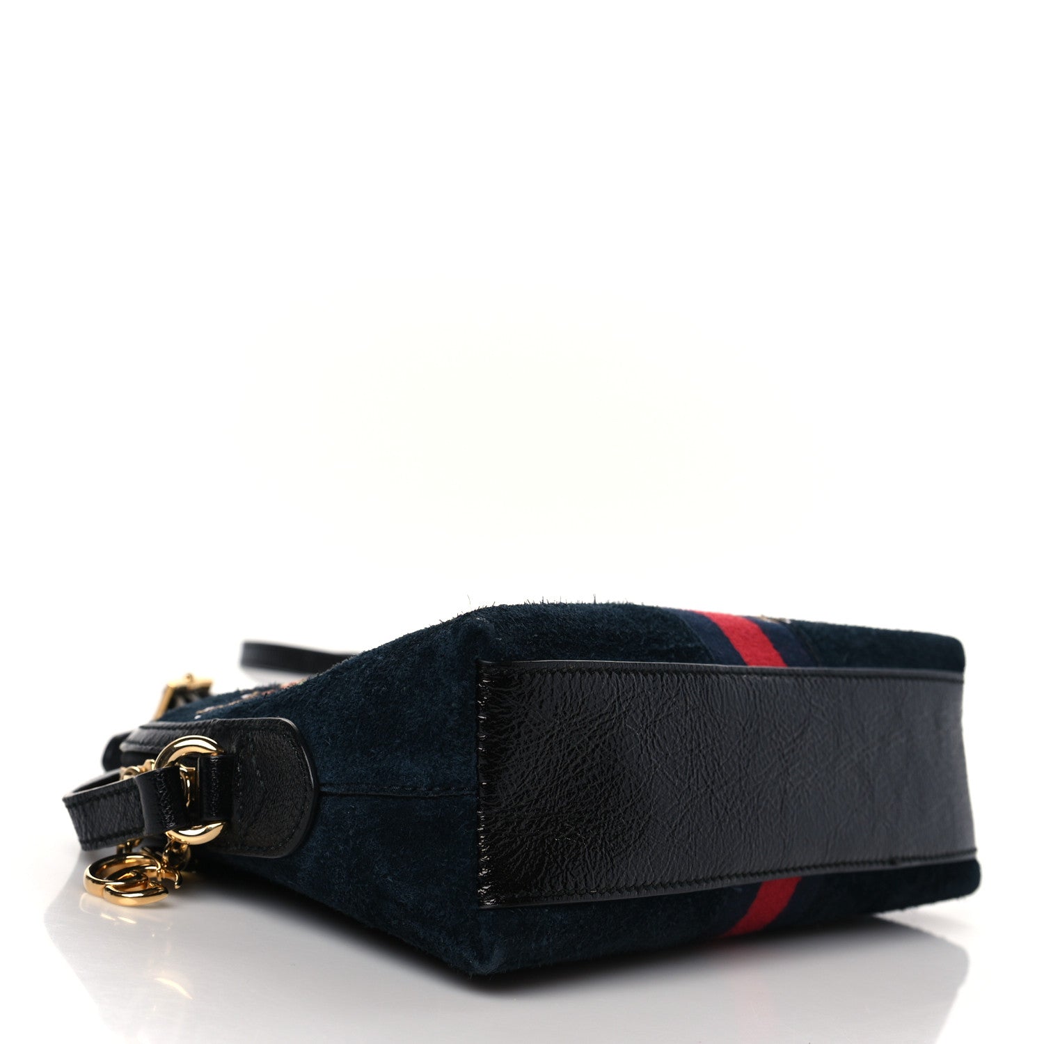 Gucci Suede Patent Dragon Embroidered Small Ophidia Dome Shoulder Bag Blue Multicolor 4 of 9