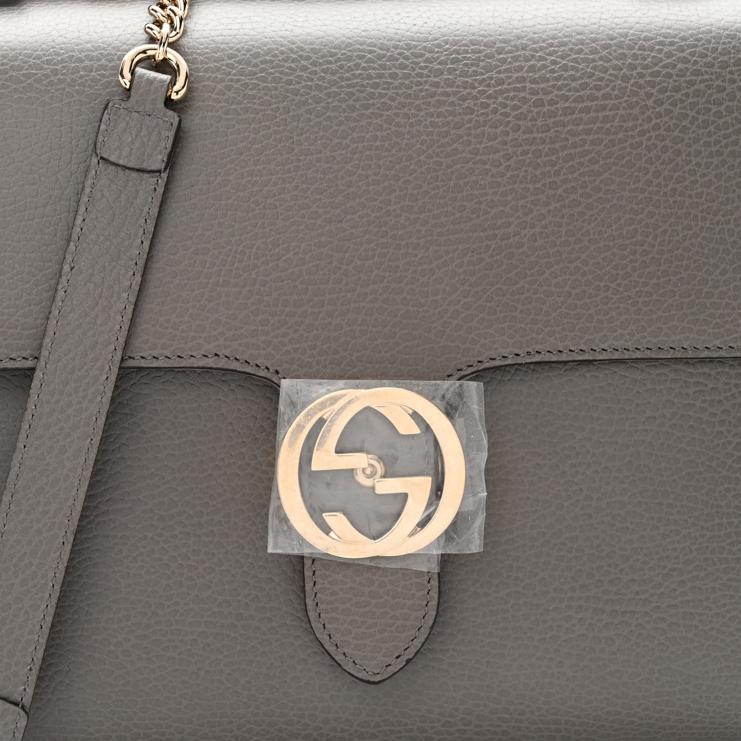 Gucci Dollar Calfskin Medium Interlocking G Top Handle Shoulder Bag Loess 8 of 10