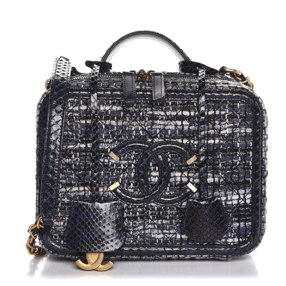 Chanel Tweed Snakeskin Quilted Medium CC Filigree Vanity Case Multicolor 1 of 8