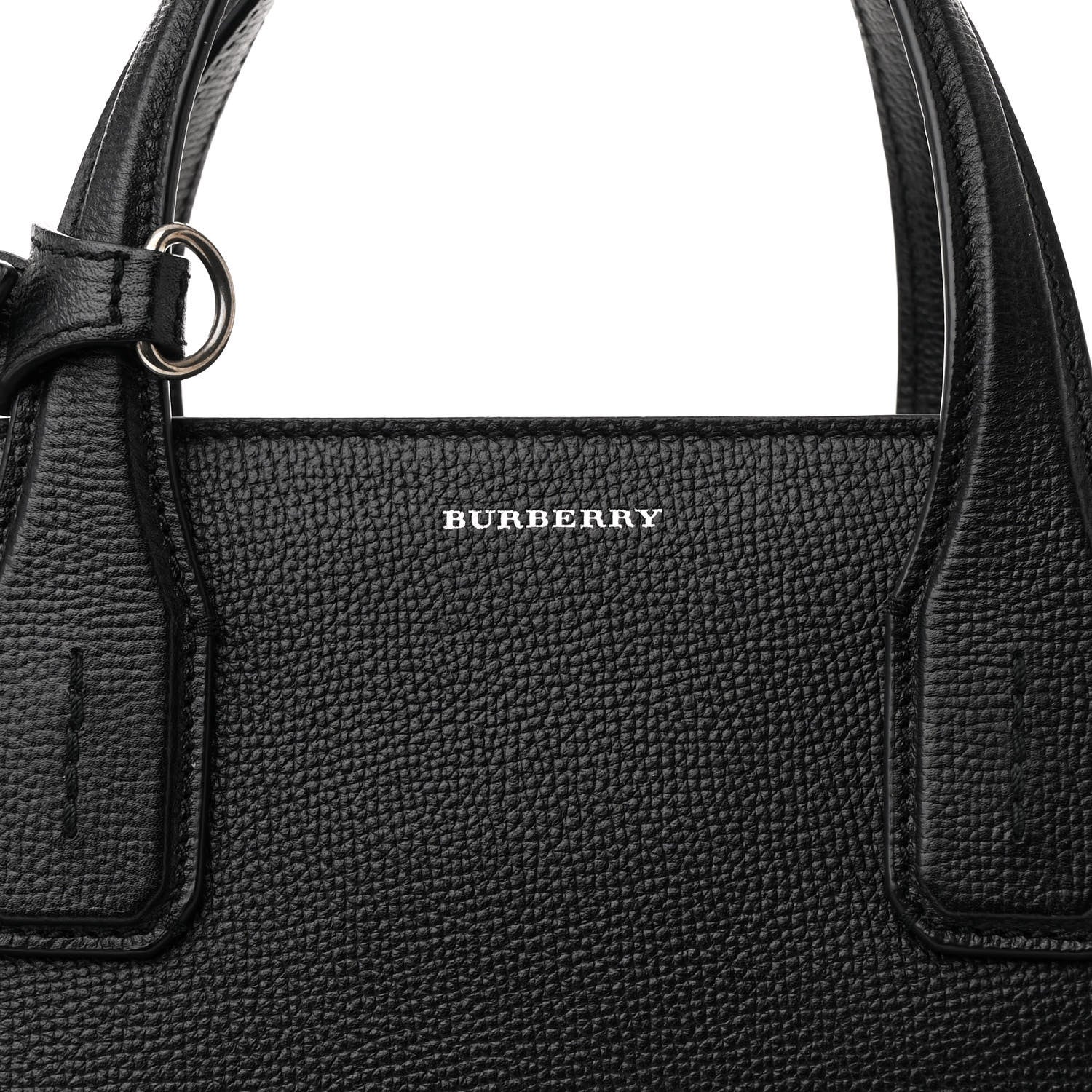 Burberry Grainy Calfskin House Check Medium Banner Tote Black 9 of 12