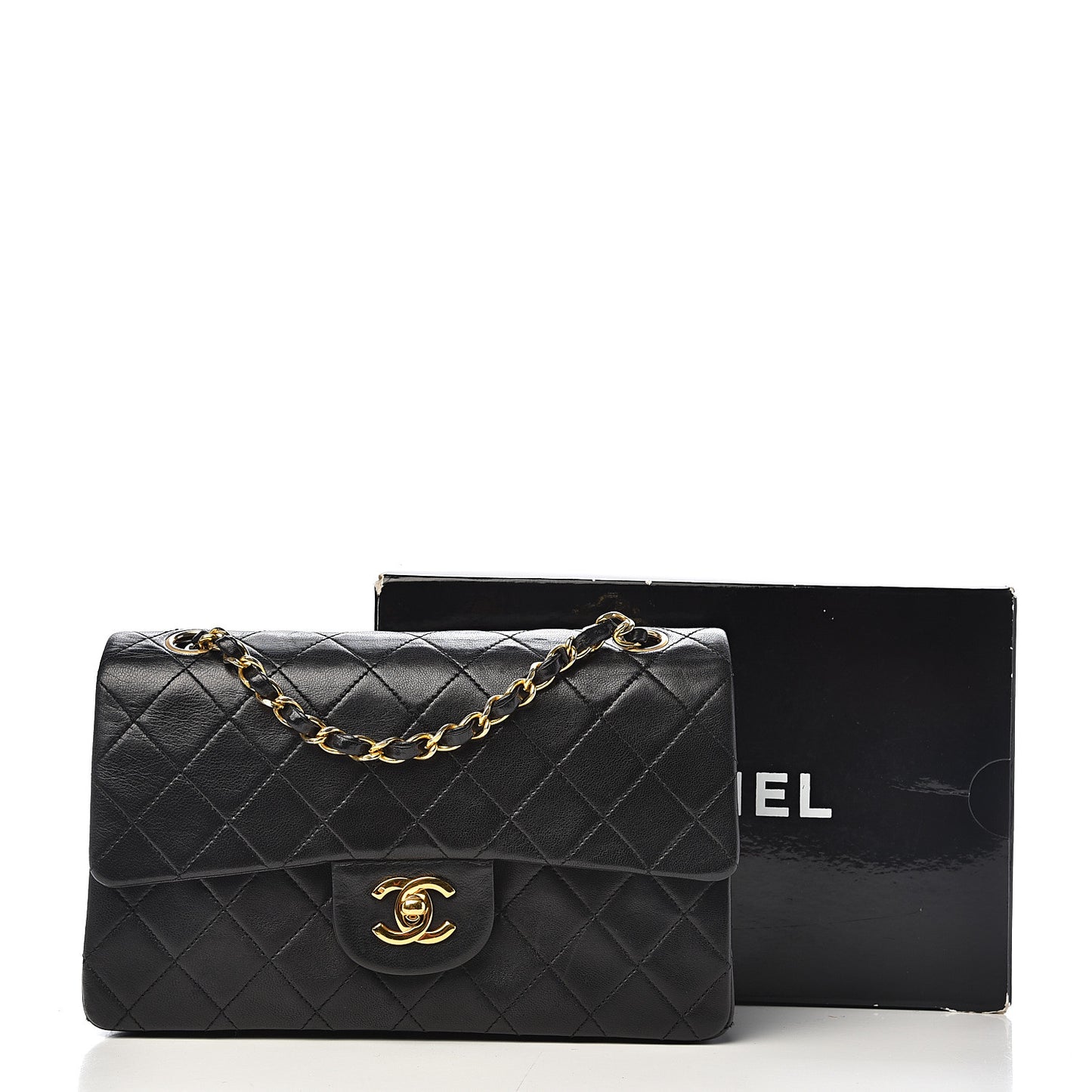 Lambskin Quilted Small Double Flap Black
